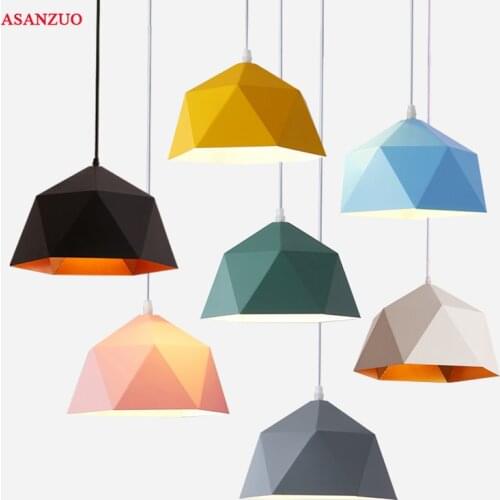 Macaron Multicolor Pendant Lights Industrial Loft Decor Iron Hanging Lamp for Kitchen Living Room Suspension Luminaire E27 Led