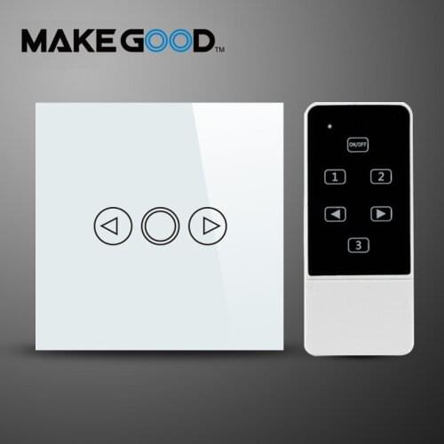 MAKEGOOD EU Standard Touch Switch 1 Gang 1 Way Crystal Glass Dimmer Switch with Remote Control, RF 433Mhz, AC110-240V for Light