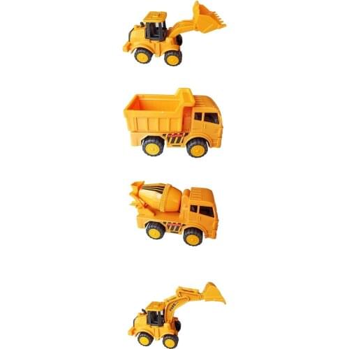 Toy Construction Equipment Set Dozer Bucket Mixer and Truck Friction Set of 4