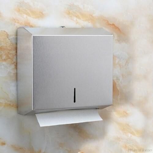 Wall-Mounted Paper Towel Dispenser Stainless Steel Large Capacity Bathroom Kitchen Tissue Holder Box with Lock Design M25 21