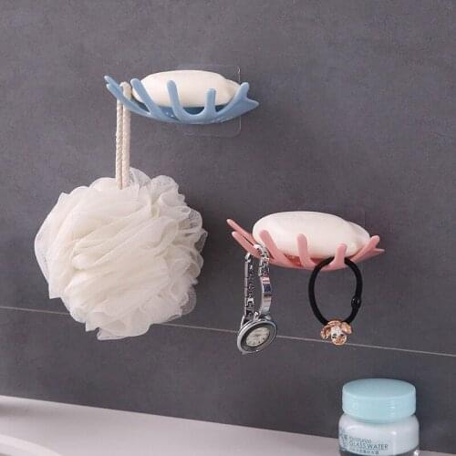 Crown-shaped Plastic Does Not Require Perforation Wall-mounted Soap Box Tidy Storage Rack Bathroom Sink Supplies Soap Holder