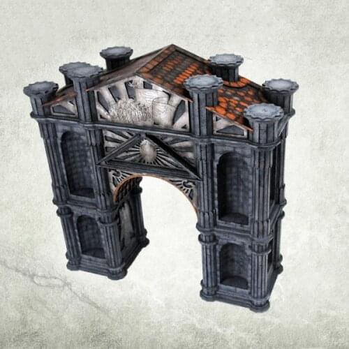 War Board Game 28mm 1:56 Wooden Scene Dark Gothic Triumphal Arch
