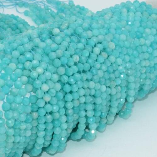 Natural Peru Amazonite / Microcline Faceted Round Beads 5mm