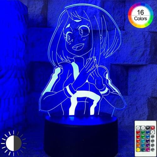 3D Newest Anime Led Lamp My Hero Academia Night Lights Girl Childrens Lights Bedroom Decor Remote Control 16 Colors HolidayGift