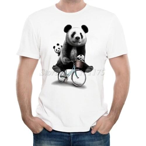 New Arrivals 2019 Mens Summer Cute Riding Panda Printed T Shirt Cool Tops High Quality Casual Short Sleeve Tee