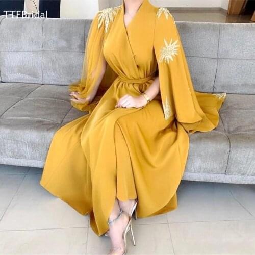 New Arrival Beaded Appliques Evening Dresses Arabic Kaftan Prom Dress Formal Party Dress for Women Vestidos de Fiesta Robe Femme