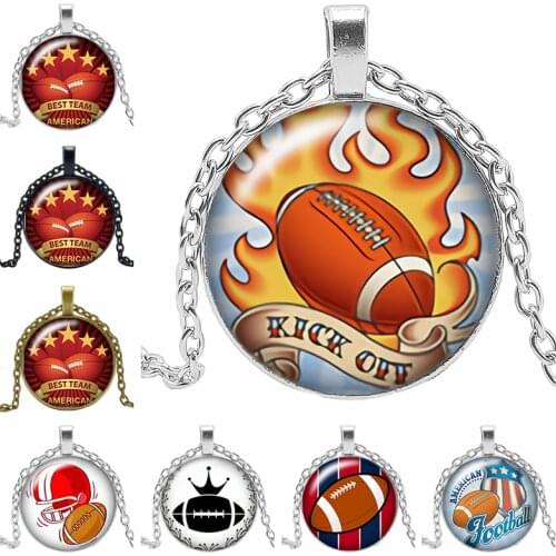 2019 New Best Best Team Football Home Run Necklace Gift Glass Convex Round Pendant Necklace Jewelry