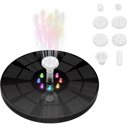 Floating Solar Fountain Upgraded 5V 3W Colorful Lights Garden Fountain Bird Bath Pond Decor Solar Powered Fountain Pump