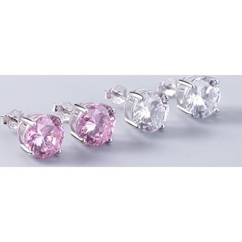 S925 Silver Earrings Four-Claw Earrings Men and Women Fashion wild Zircon Earrings Jewelry