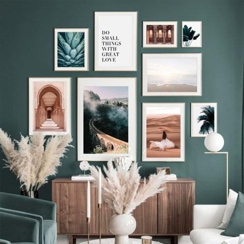 Modern Landscape Posters Building Green Forest Leaves Canvas Paintings Wall Art Print Pictures Living Room Interior Home Decor