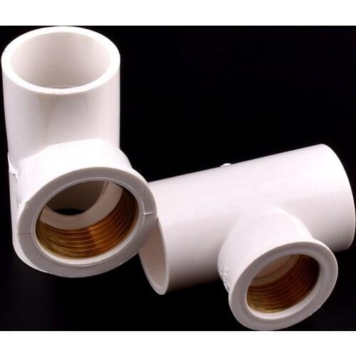 1/2~3/4~1 Inch Copper Female Thread PVC Equal Tee 3 Ways Connector Fittings Irrigation System Water Supply Aquarium joints