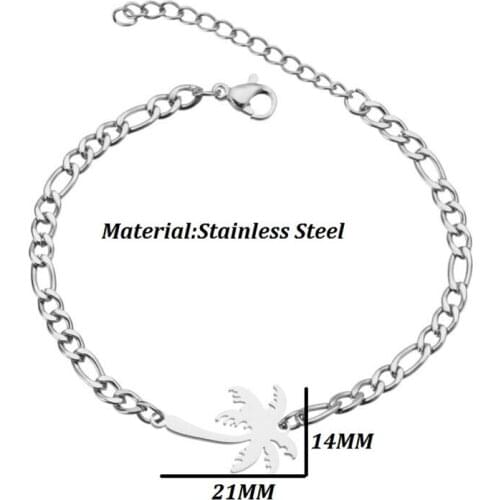 Vintage Bracelets Stainless Steel Coconut Tree Palm Bracelets & Bangles Boho Jewelry Summer Wrist Accessories Gifts for Women