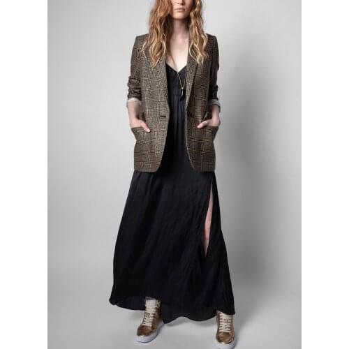 2021 Autumn and Winter Classic Fashion Plaid Suit Jacket Blazer Women