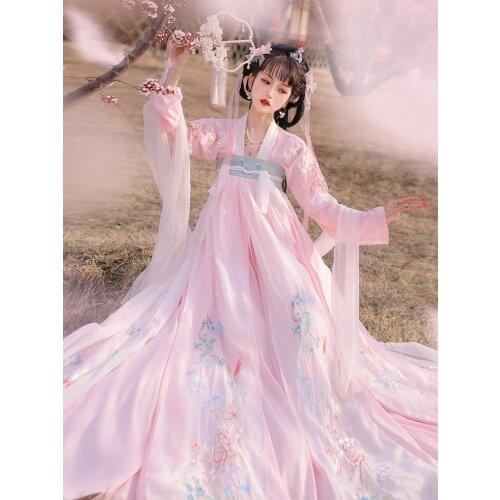 Chinese Tang Stayle Women Pink Dress Hanfu Suit Cosplay Dress Oriental Fair Dancewear Chinese Traditional Clothing