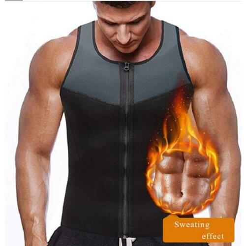 Mens Zipper Vest Stitching Neoprene Sweet Sweat Vest Sauna Effect Lose Weight Quickly Plus Size Waist Trainer Tummy Control Top