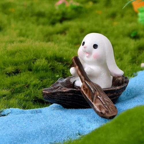 1 Pcs Cute Resin Rabbit Figurine Ornament Family Micro Landscape Decoration Miniatures DIY Crafts Home Decor