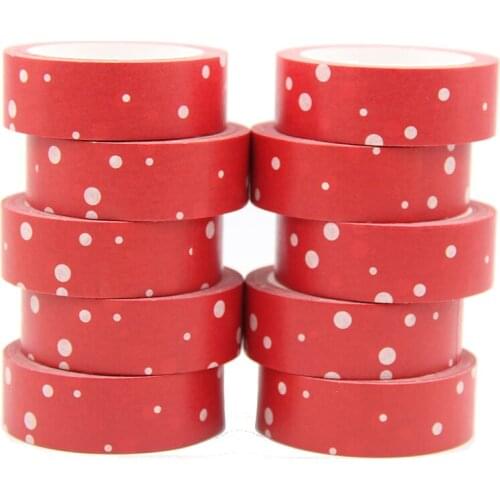 10PCS/lot 15MM*10M Red White Dots Washi Stickers Masking Tapes Decorative DIY Stationery office supplies washi tapes