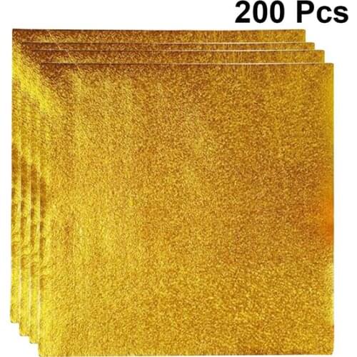 200pcs 8*8cm Gold Aluminium Foil Candy Chocolate Cookie Wrapping Tin Paper Party DIY Metal Embossing Gift Packaging Craft Paper
