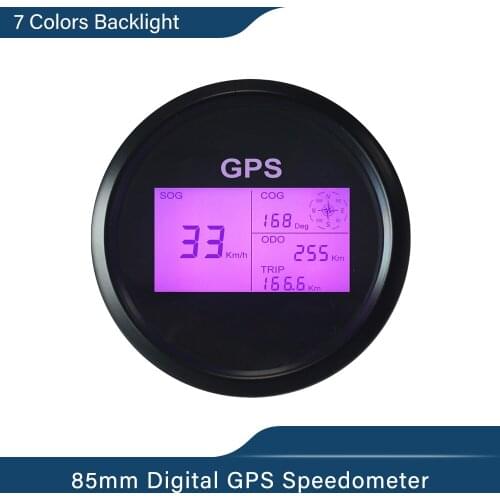 85mm Waterproof Boat Car GPS Speedometer Digital LCD Speed Gauge Tripmeter Odometer Course with GPS Antenna 3 3/8" 12V 24V