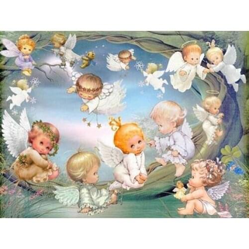 5D Diy Diamond Embroidery Cute little angel Needlework full Square Cross-stitch Diamond Painting Decor for Home New Year Gifts