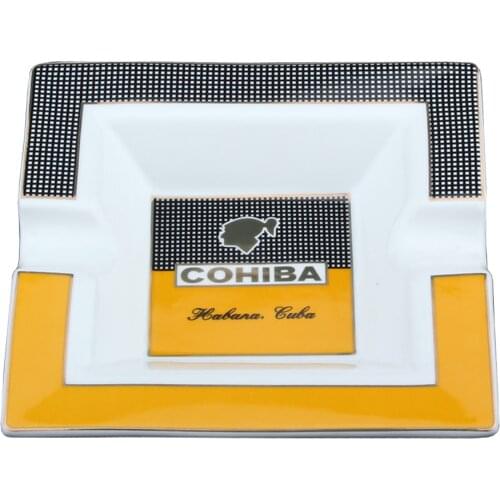 COHIBA Large Ceramic Cigar Ashtray Home Decoration Accessories Luxury Tobacco Ashtrays 2 Holder Cigar Ash Trays Outdoor Tool