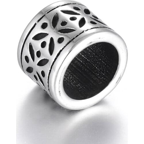 Stainless Steel Cylinder Bead Polished 8mm Large Hole Metal Beads Charms for DIY Bracelet Jewelry Making Accessories