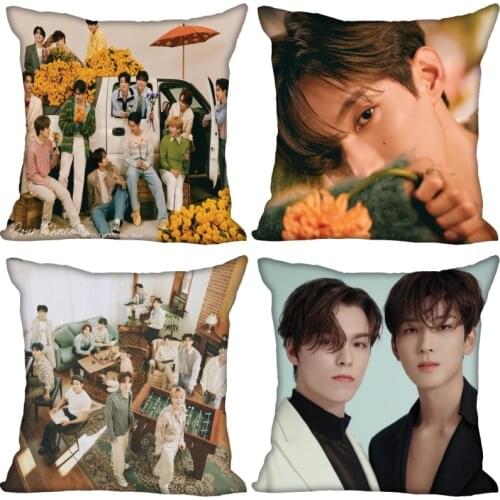 New Seventeen KPOP Pillow Case For Home Decorative Silk Pillows Cover Invisible Zippered Throw PillowCases 40X40,45X45cm 0622
