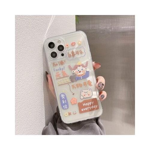 Phone case mobile shell for iphone11 XR XS 7/8/SE 2020 11pro Xs 7p/8plus X/Xs 12 12pro/max 12mini ins cartoon little fresh girl