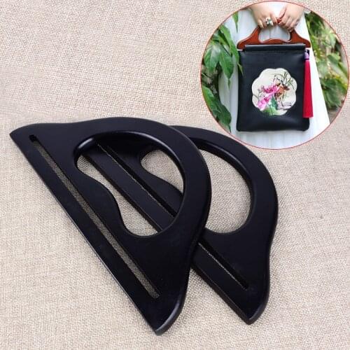 Wooden Handle For DIY Tote Bag, DIY Handbag Accessories Black Color Handle