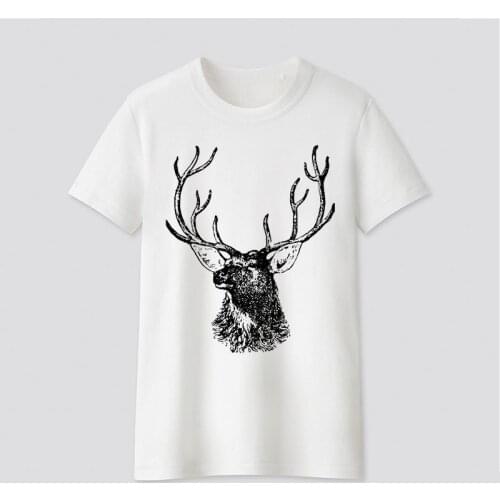 Graphic tees tops Mysterious deer head tshirts women funny t shirt white Tops casual short Camisetas Mujer_T-Shirt