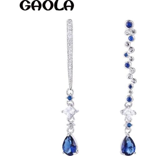 GAOLA New Design Geometric Cubic Zirconia Earrings Crystal Waterdrop Long Dangle Earrings GLE7743