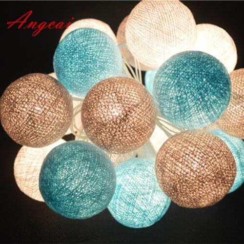 Coastal beach tone 20PCS/SET cotton ball string lights fairy party wedding home garden decor