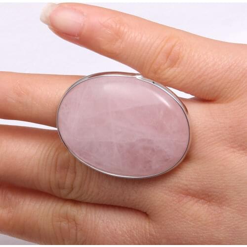New Arrival Natural stone rings charm agated jewelry rose quartzd models trendy gift for women or girlfriend adjustable 30x40mm