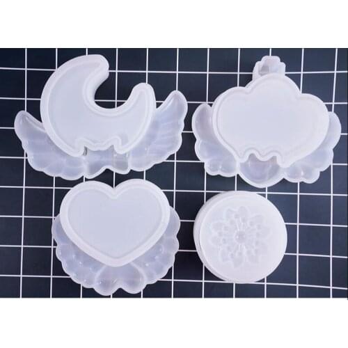 Storage box silicone resin mold moon/love heart/crown wings blossom storage box jewelry DIY epoxy liquid Christmas mold