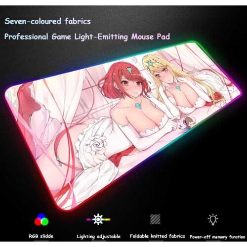 XGZ Comic Warm Bed Cute Sexy Sister Large RGB Mouse Pad Black Lock Edge Custom Computer Desk Mat Natural Rubber Stripes Non-slip