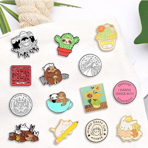 Creative Trendy Cartoon Animal Text Oil Drop Brooch Pin Denim Bag Gift For Friends Men Women Fashion Jewelry Clothes Decoration