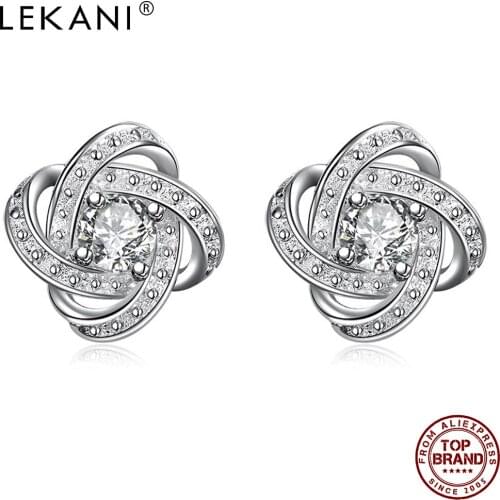 LEKANI Ball Stud Earrings For Women Simple Cubic Zirconia Personality Kpop Earrings Romantic Gift Anniversary Send Girlfriend