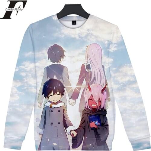 LUCKYFRIDAYF 2018 Darling In The Franxx 3D cotton hoodie Sweatshirt Anime Capless Man/Women Casual streetwear Regular Plus Size