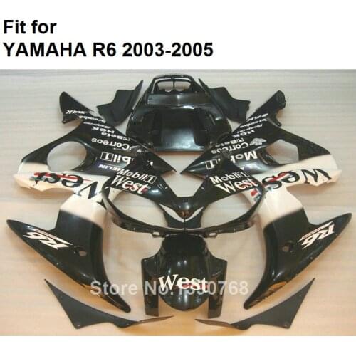 Motorcycle Fairing Kit For YAMAHA Black White YZF R6 2003 2004 2005 Body Work Parts Fairings Set R6 03 04 05 HZ13