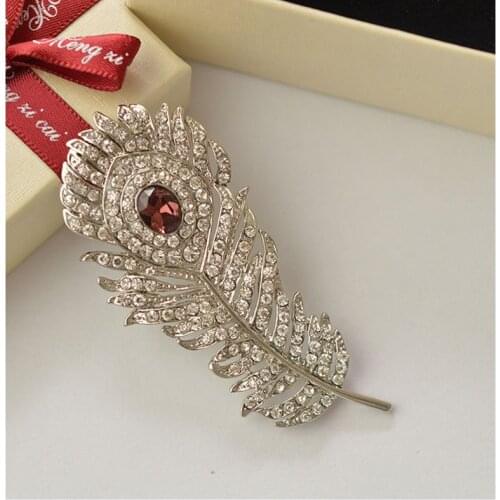 MZC New Fashionable Crystal Purple Stone Leaf Brooches For Women Acrylic Channel Brooch Designer Brooch Broches Brosh Enamel Pin