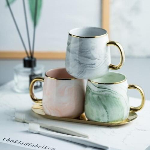 2021 New Creative Irregular Smudge Nordic Marble Pattern Light Luxury Ceramic Couple Mug Breakfast Milk Cup