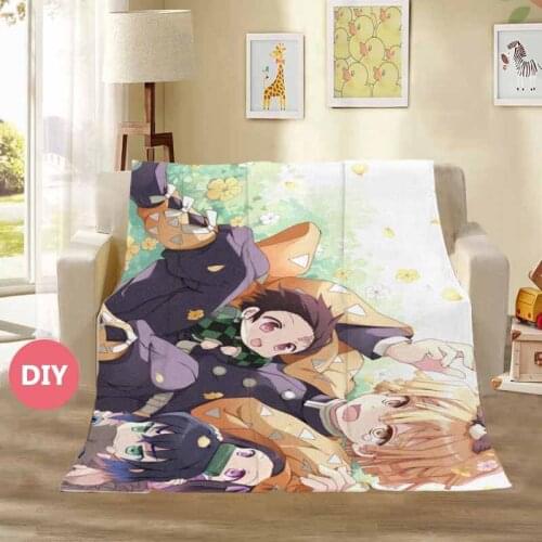 Anime Demon Slayer Kimetsu no Yaiba Plush Throw Blanket Soft Warm Flannel Blanket Home Textiles