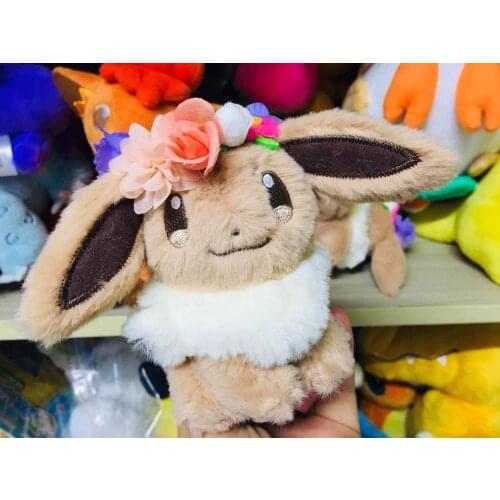Pokemon Japan Easter 2018 Eevee plush toy With Flower Crown Kawaii 18cm