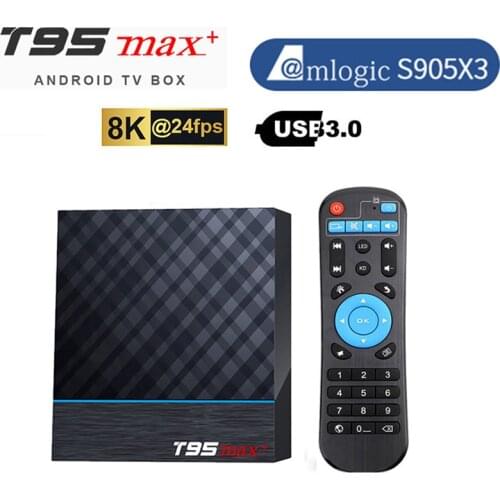 T95 MAX Plus Smart TV Box Android 9.0 Amlogic S905X3 8K UHD Set Top Box 4GB RAM 64GB ROM 2.4G&5G Wifi Youtube 4K Media Player