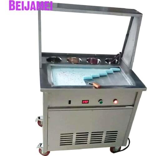 BEIJAMEI Commercial Single Square Pan Thailand Ice Cream Making 110v 220v Fry Fried Ice Cream Roll Machine Price