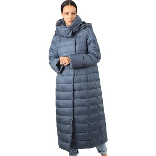 Womens Parka Long Down Jacket Cotton Removable Hooded Female Quilted Coat Puffer Stand-Up Collar Windproof High Quality 19-155