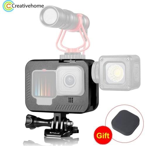 PULUZ for GoPro HERO9 Black Metal Border Frame Mount Protective Case with Buckle Basic Mount & Screw(Black)