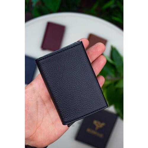 Luxury Wallet Women Men Faux Leather Automatic Pushing Sport Classic Wallet Purse For Gift Leather Black Multi Card Holder