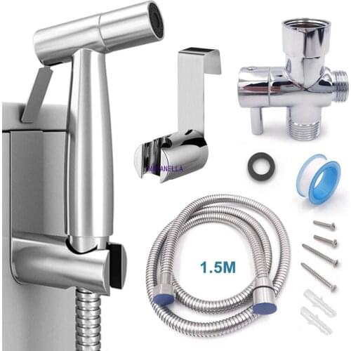 Handheld Toilet bidet sprayer set Kit Stainless Steel Hand Bidet faucet for Bathroom hand sprayer shower head self cleaning
