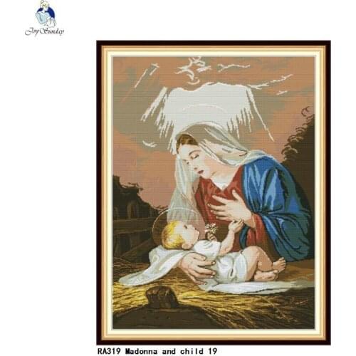 Needlework 14CT 11CT Counted Print On Canvas Cross Stitch Schemes Home Decoration Madonna and the Son DIY Handmade Crafts